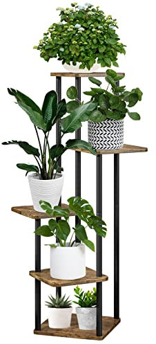 MUAEEOK Plant Stand 5 Tier 106 cm/41.8 Inch Plant Stands Indoor Metal Flower Shelf for Multiple Plants Corner Tall Flower Holders for Patio Garden Living Room Balcony Bedroom (5 Tier-Black)
