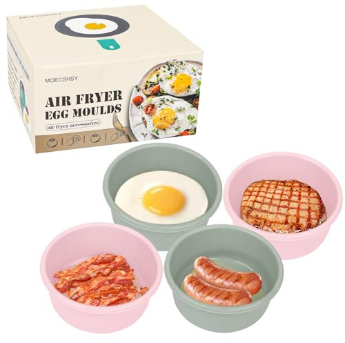 MOECSHSY Stampi per uova con friggitrice ad aria, 13,3 cm, in silicone antiaderente, per friggitrice ad aria, forno e microonde, accessori riutilizzabili per friggitrice ad aria, accessori per