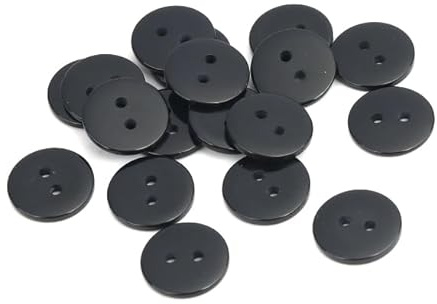 50 Premium Harzknöpfe rund, in schwarz 15mm 2-Loch Knopf zum Annähen nähen aufnähen und Basteln Knöpfe black Harz runde Mützen Jackenknöpfe Mantelknöpfe Zweilochknöpfe