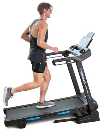 Echelon Stride 30 Sport Folding Treadmill for Smart Home Cardio Workout, Power Incline Running Machine w/Bluetooth, 2.0 HP, Tablet Holder, LCD Display, 16kph Top Speed, 19 Programmes & Pulse Sensors