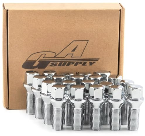 GAsupply 14x1.5 28mm Shank Lug Bolts, 20pcs Chrome Conical Seat 56mm Tall Lug Studs for Wheel Spacers, 17mm Hex