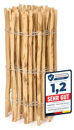 Garronda Cloture Jardin Exterieur à Planter en noisetier, clôture Jardin, clôture Bois, Bordure en Bois pour Jardin, ganivelle de Potager Exterieur GD-0079 (Écart des Lattes: 7-8 cm, 80 cm x 5m)