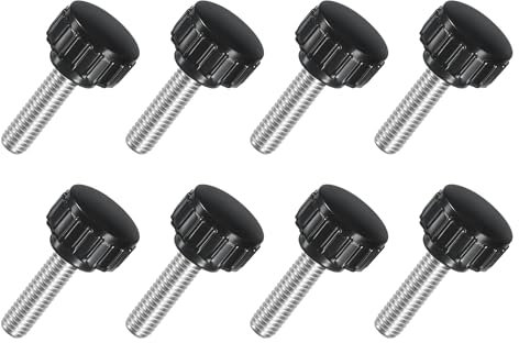 sourcing map 8Pcs M6 x 20mm Knurled Clamping Knob, 304 Stainless Steel Thumb Screw Clamping Knob Round Hand Threaded Hand Bolt Stud Knob 18mm Dia for Machinery