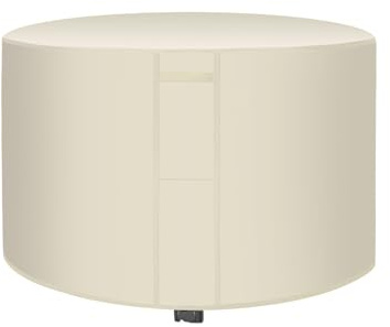 SXZAGZR Rund Abdeckung Für Gartenmöbel, Gartentisch Schutzhülle Wasserdicht, 420D Oxford Abdeckplane Gartenmöbel, Möbelsets Sitzgruppe Gartentisch Schutzhülle Rund (120x75cm,Beige)