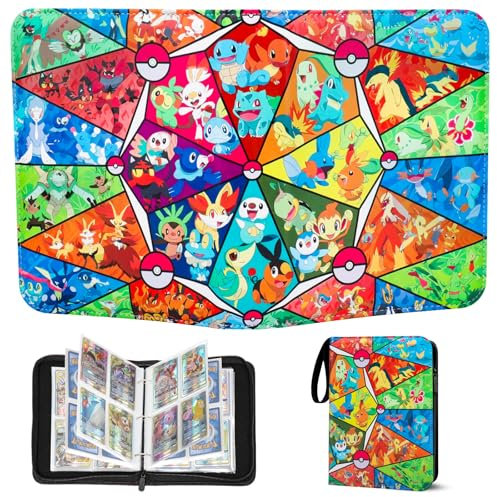 YSJ400 Kartenbinder für Kinder, 4 Taschen, 50 Seiten, 400 Taschen, tragbarer, wasserdichter PU-Kartenbinder, Sammelkartenalbum, perfekt für Jungen und Mädchen