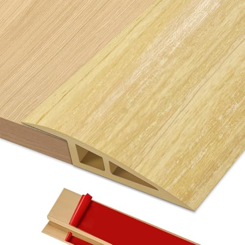 BOYIFEIJIE Övergångslist, höjdutjämning | 2 m x 5 cm PVC övergångsprofil självhäftande dörrtrösklar list höjdutjämning på 5 – 10 mm | övergångslist golv för laminat, kakel (ljus ek)