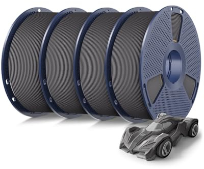 SUNLU 4KG Bündel Rapid PETG Filament, Hohe Geschwindigkeit 30-600mm/s 3D Drucker Filament 1.75mm ±0.02 mm, 1kg Reusable Spule, 4 Stück Insgesamt (4x Grau)