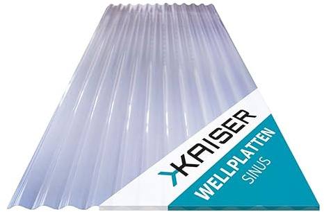 KAISER plastic® Wellplatten Klar | Wellplatten Dach, Welldach Kunststoff | Dachplatten wetterfest | Überdachung | Sinus 76/18 – 90 x 250 cm | 5 Stk.
