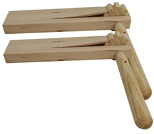 BESTonZON 2piezas Castañuelas De Madera para Niño Niña Instrumento Musical Infantil Juguete De Percusión para Educación Temprana Sonido Giratorio Manual Seguro y Duradero