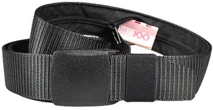 IONOMAT Cintura di sicurezza con tasca segreta, 120 cm, nera, regolabile e asciutta, cintura antifurto con scomparto nascosto per viaggi