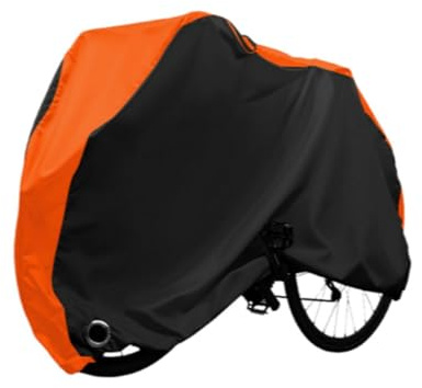 Telo Copribici Impermeabile Antifurto, 210D Oxford Con Foro Per Lucchetto, Copertura Anti-UV Per Pioggia Vento E Polvere Per Esterni (per MTB E-Bike Strada) (Nero Arancione,190x65x100cm)