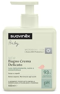 Suavinex, Gel - Crema Bagno Bambini e Neonati, Shampoo per Pelle e Capelli, No Sapone, Adatto a Pelli Sensibili, Non Pizzica gli Occhi, 93% di Ingredienti di Origine Naturale, con Prebiotici, 500 ml