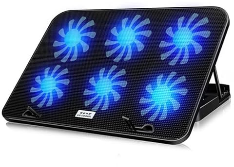 Laptop Cooling Pad, Cooler with 6 Core High Speed Mute Fan, Applicable to 18 inches Notebook Gaming Laptop Computer, Five Level Angle Adjustment Quick Cooling Low Noise (with Bracket Speed Adjustment)