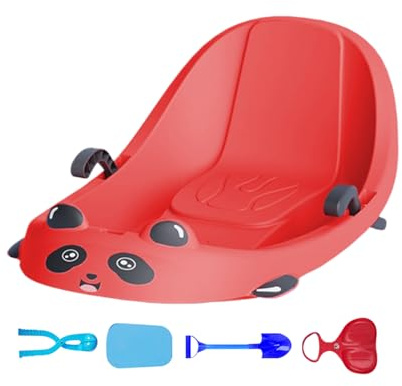 Qukoielly Trineos para nieve, deportes de invierno con respaldo, trineo de nieve al aire libre con freno, para niños, clima frío, colinas nevadas, parque, patio trasero