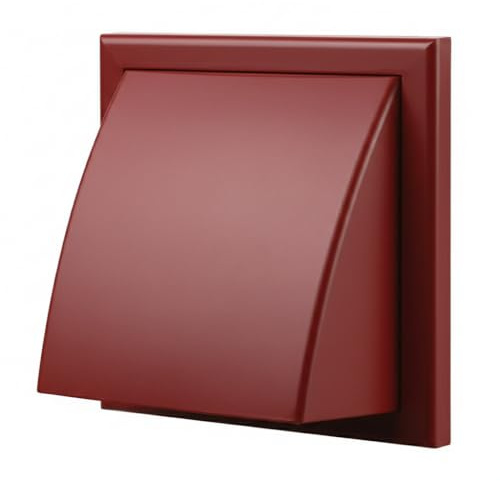 Vents 125mm Cottage Red Cowled External Wall Vent Cover | 185 x 185mm Overall Size, Suitable For Bathroom, Kitchen And Cooker Hood Ventilation