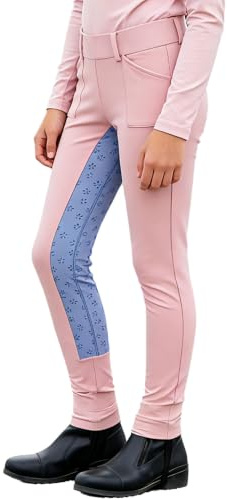LiiYii Enfants Pantalon d'équitation Culottes D'équitation Haute Taille Leggings Pantalons Combinaison avec Poches Leggings Collants Chaussettes Sportives