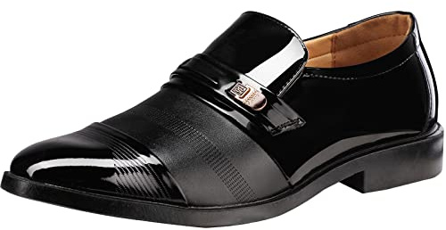 wealsex Mocassins Cuir Vernis Chaussures de Ville sans Lacets Derbies Homme Bout Pointu Chaussures d'affaires Classique Commercial Mariage Grande Taille 45 46 47 48