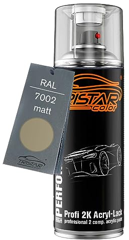 TRISTARcolor RAL 7002 Olivgrau matt 2K-Acryl-Lack Spraydose | Sprühdose 400 ml, schnelltrocknend