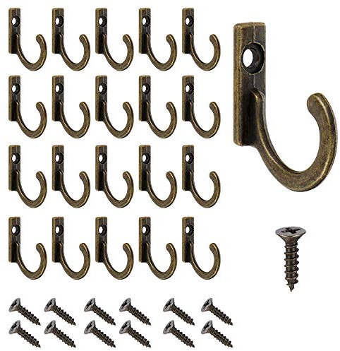 PERFETSELL 60 Ganci da Parete Vintage Con Viti, Appendiabiti Retrò Singoli Piccoli Antichi per Appendere Cappotti/Cappelli/Chiavi/Asciugamani/Borse (Bronzo)