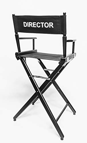 Filmcraft Professional Grade Studio Director's Chair (30 Bar Height, Black Finish, Printed Director Canvas)