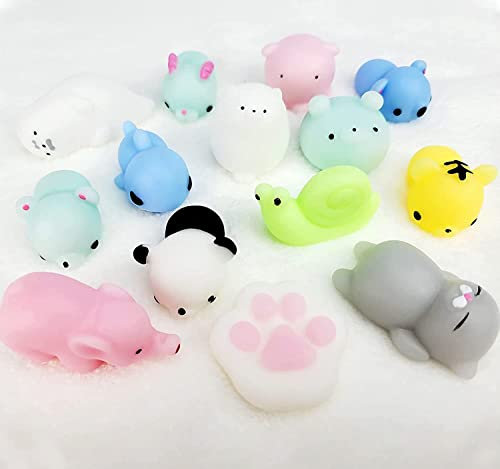 Mochi Squishy Set,14Stk Mini Squishy Kawaii Tiere,Soft Silikon Anti Stress Spielzeug für Kinder,Mini Squishies Mochi Squeeze Toys für Geburtstagsfeier Gastgeschenke Ostereierfüller Geschenktütenfüller