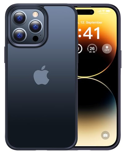 CASEKOO Matt Power für iPhone 14 Pro Hülle [TOP Militärschutz] Stoßfeste Kratzfeste Schutzhülle (Anti-Fingerabdruck) Dünne Griffige Mattierte Handyhülle iPhone 14 Pro Case Slim, Edel Schwarz