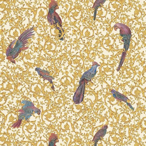 Exclusive Luxury Wallpaper Wall Profhome 370532-GU Non-Woven Wallpaper Textured Baroque Style Shiny Gold Violet Cream 7.035 m2 (75 ft2)