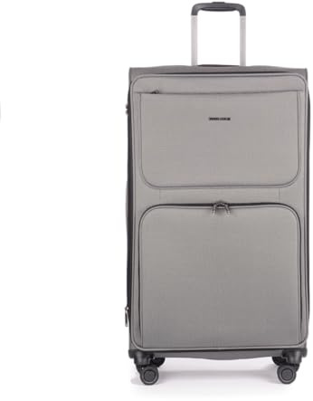 Stratic Bendigo Light + Koffer Weichschale Reisekoffer Trolley Rollkoffer groß, TSA Kofferschloss, 4 Rollen, Erweiterbar, Größe L, Silver