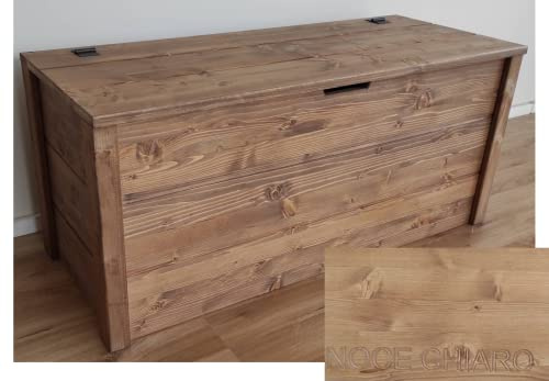 TOTAL WOOD 2012, Arcón de Madera, Natural Impregnada, Modelo Matej, Arcón con Tapa para Interiores y Exteriores (100x40x50, Nogal claro)