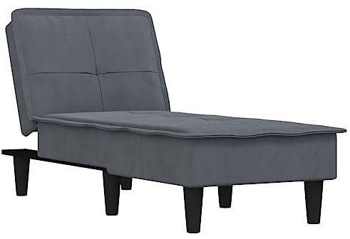 vidaXL Chaiselongue, Sofa in 3 Positionen zum Sitzen Entspannen Schlafen Verstellbar, Couch in Eleganter Optik, Liege Schlafsofa Loungesofa Liegesofa, Dunkelgrau Samt