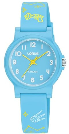 Lorus Reloj Infantil Analógico de Cuarzo con Correa de Silicona, Azul