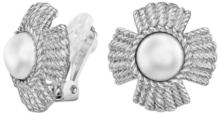 Traveller Ohrclip - Perle - Kreuz/Blume - Platiniert - 114277
