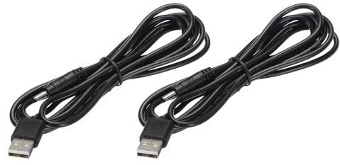 sourcing map USB to DC Power Cable 2 M USB to DC 4.0mm x 1.7mm 5v Power Cord Black for Mini Fan Camera Mobile Phone Tablet Devices 2 Pcs