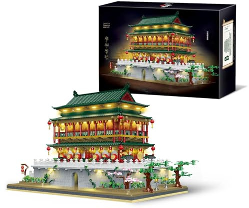 Tirff Xi'an-Trommelturm Baustein Set, 6006 Klemmbausteine Klassischer Chinesische Haus Geschenk für Erwachsene, Nicht Kompatibel mit L*go