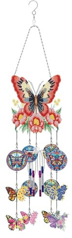 Diamond Painting DIY 5D Diamant Malerei Schmetterling Windspiele Diamant Painting Traumfänger Kristall Sonnenfänger Hängende Verzierung Set für Fensterdeko Gartendeko