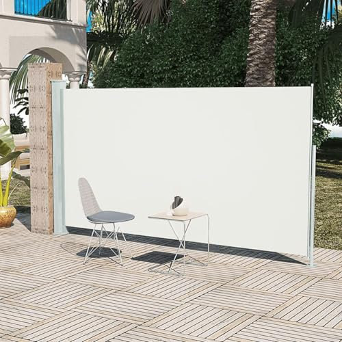 CIADAZ Seitenmarkise Ausziehbar, Windschutz, Seitenmarkise, Sichtschutz Ausziehbar, Seitenwandmarkiese, Balkon Seitensichtschutz, 160x300 cm Creme