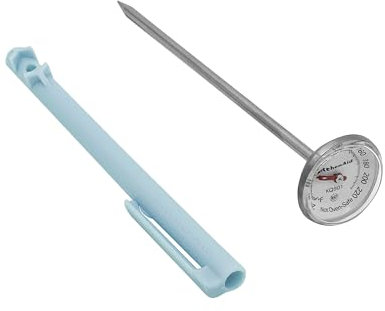 KitchenAid KQ901 Instant Read Food Thermometer for Kitchen or Grill, Temperature Range: 20F to 220F, 1 inch dial, Mineral Water Storage Sleeve