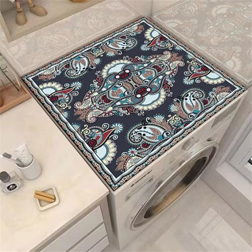 Highdi Style Bohème Housse de Protection pour Machine à Laver Top, Coussin de Machine à Laver Antidérapant Housse de Machine à Laver pour Machine à Laver Sèche-Linge (Gris,60x70cm)