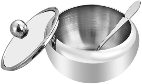 OFFSCH Pots à Épices Acier Inoxydable Sucrier Avec Cuillère Pot à Condiments De Cuisine Récipient à Assaisonnement Support à Sel Et Poivre