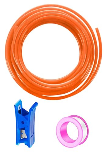 HAXIHA Orange 20 Meter Tuyau Pneumatique Polyuréthane PU Air Kit 4mm OD x 2.5mm ID Tuyau Air Comprimé Peut Etre Utilisé pour Les Compresseur Outils Pneumatiques