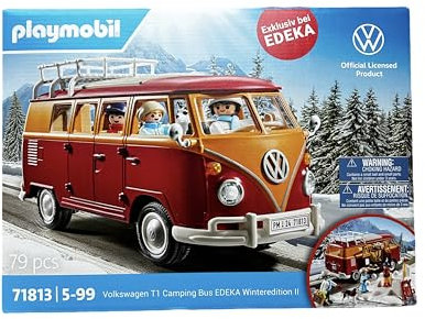 PLAYMOBIL Volkswagen T1 Camping-Bus, EDEKA Winteredition II, 2024, 79 Teile, 5-99 Jahre