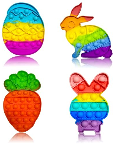 Pop It Spielzeug, 4 PCS Plopper Spielzeug, Push Pop, Pop Up Spielzeug, Push and POP Bubble, Poppet Anti-Stress Toy, Fidget Toys, Antistress Sensory Toy für Kinder und Erwachsene (4PCS)