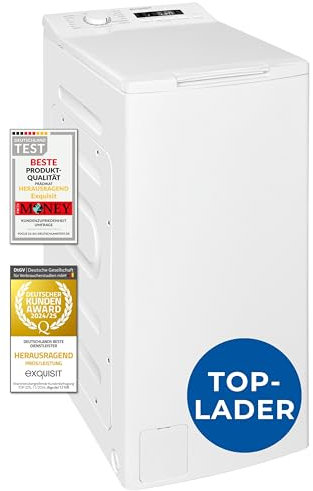 Exquisit Toplader Waschmaschine 7,5kg, schmal, 1200 U/Min, Energieklasse A, LTO51207