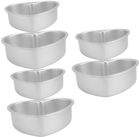 Cabilock 3 Series Molde De Pastel De Corazón Molde Para Pan Con Tapa Lata De Tarta De Queso Plato De Hojalata Reutilizable Para Hornear Estaño Tapas Aleación De Aluminio Silver 2 Piezas X 3