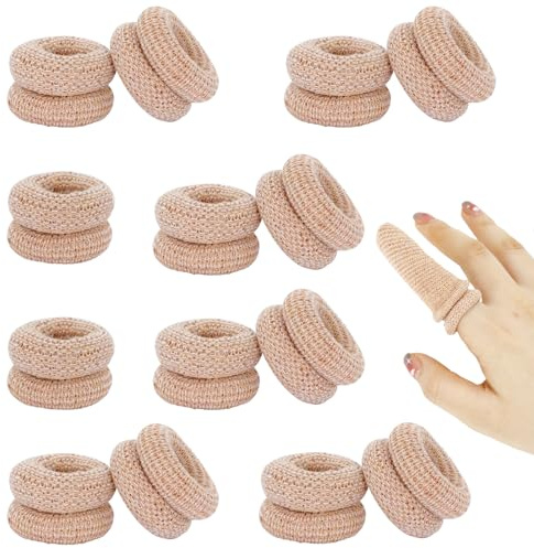 20PCS Elastic Finger Bandages, Reusable Thumb Protectors for Wounds, Fingertip Covers for Gardening, Cooking, Crafting - Skin Color