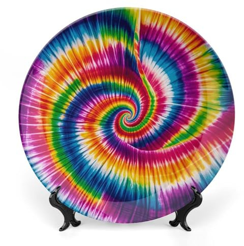 Grandes assiettes décoratives colorées en porcelaine anglaise de 25,4 cm pour présentation - Assiette désert en céramique avec présentoir - Assiette personnalisée en porcelaine pour cuisine, salle à