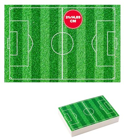 dekora - Feuille comestible Terrain de Football - Papier sucre A5 (14,8 x 21 cm) - Décoration pour gâteaux d’enfants - Sans gluten, sans sucre ajouté, convient aux végétariens - Facile à utiliser