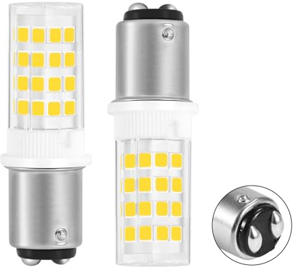 BA15D-Sockel, Doppelkontakt-LED, 230 V, 3 W entspricht einer 40-W-Halogenlampe, Ersatzlampe für Nähmaschinen, Haushaltslampe, flimmerfrei, nicht dimmbar, 360°, 400 Lumen(Warm 3000k, 2er-Pack)