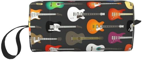 QGWDYYJQ Kleine Make-up-Tasche mit farbigen Akustik- und Gitarren-Motiven