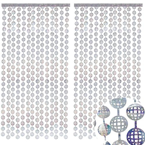 Vsosfiza Disco Party Decorations - 2 Packs Silvery Disco Ball disco Foil Fringe Streamers Curtains for Bachelorette, Birthday Backdrop Decorations,School prom 80s Party decorations (3.3x6.6 ft)